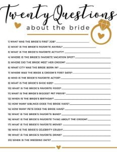 bridal shower questions game